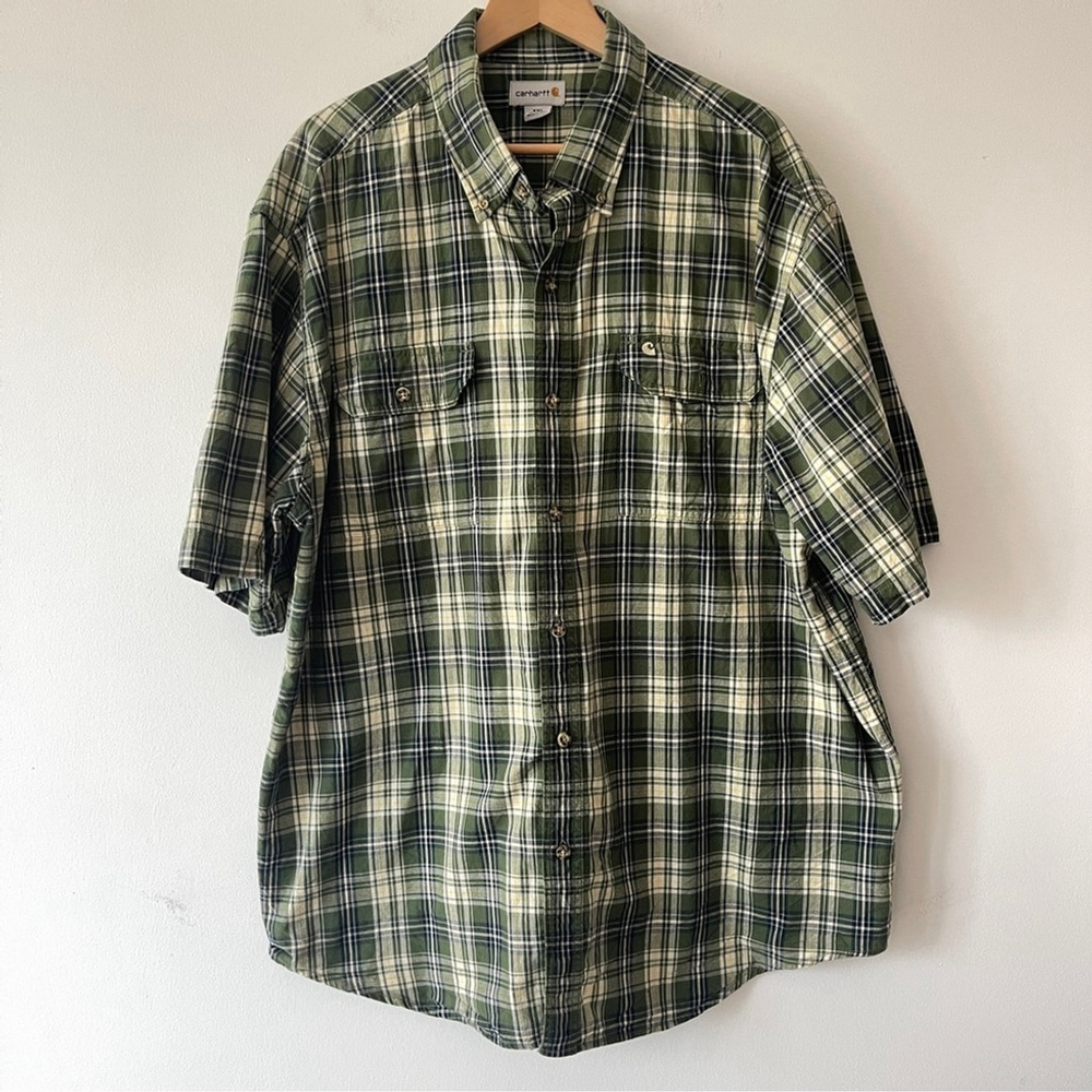Carhartt Men's Plaid Short sleeve Shirt xxl green